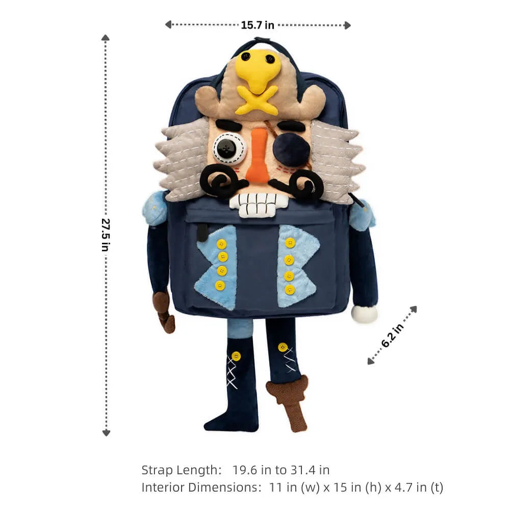 Cute Cartoon Pirate Captain Canvas Kawaii Handmade Backpack for Laptops and Books - Blue Cute Cartoon Pirate Captain Canvas Kawaii Handmade Backpack for Laptops and Books - Blue