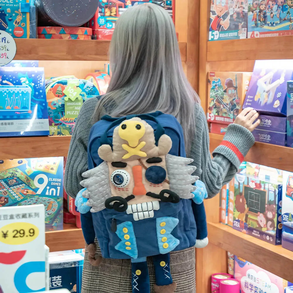 Cute Cartoon Pirate Captain Canvas Kawaii Handmade Backpack for Laptops and Books - Blue Cute Cartoon Pirate Captain Canvas Kawaii Handmade Backpack for Laptops and Books - Blue