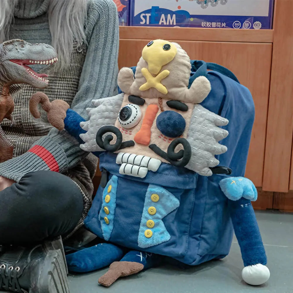 Cute Cartoon Pirate Captain Canvas Kawaii Handmade Backpack for Laptops and Books - Blue Cute Cartoon Pirate Captain Canvas Kawaii Handmade Backpack for Laptops and Books - Blue