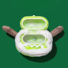 12″ Funny Cute Green Plush AirPods Case - Smiley Face Tennis Ball Theme