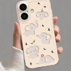 16″ iPhone 16 Pro Max Silicone Case - Cute Elephant Design
