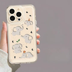 16″ iPhone 16 Pro Max Silicone Case - Cute Elephant Design
