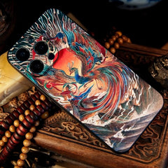 16″ iPhone 16 Pro Max TPU Case - Vermilion Bird Art Texture