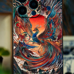 16″ iPhone 16 Pro Max TPU Case - Vermilion Bird Art Texture