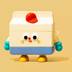 3.3″ Cute & Funny Milk Carton Silicone AirPods Case - Off-White