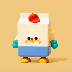 3.3″ Cute & Funny Milk Carton Silicone AirPods Case - Off-White