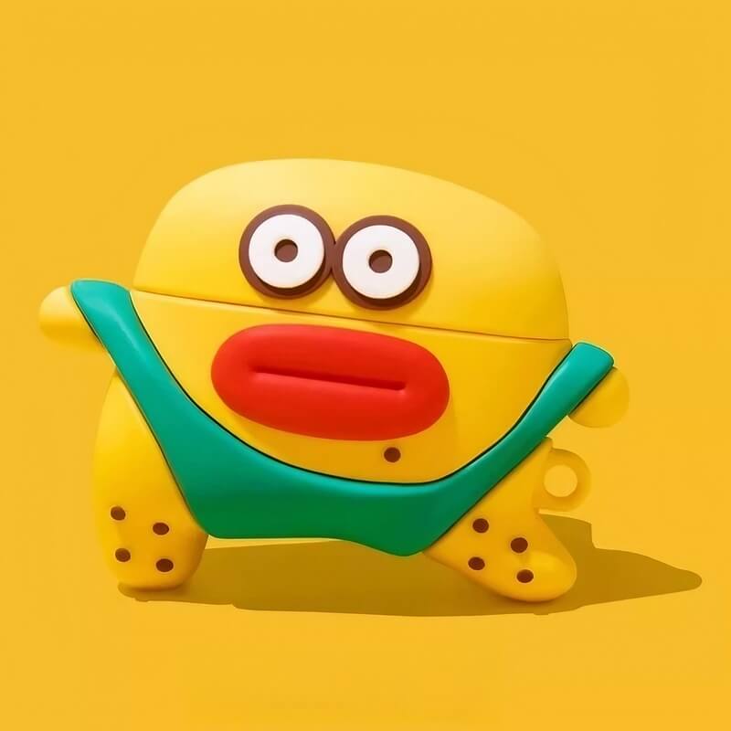 3 AirPods Case Silicone Yellow Cute Funny Pouty Lips
