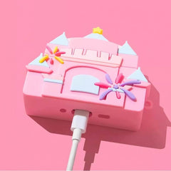 3" Cute Castle Themed Pink Silicone AirPods Case