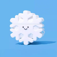 3″ Cute and Funny Snowflake Theme Silicone AirPods Case - White