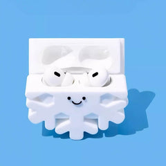 3″ Cute and Funny Snowflake Theme Silicone AirPods Case - White