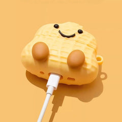 3″ Khaki Silicone AirPods Case - Cute & Funny Smiley Face Peanuts Design