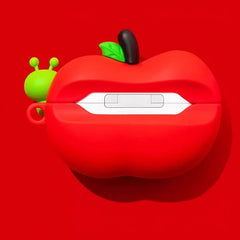 3″ Red Silicone AirPods Case - Apple Theme with Cartoon Pendant