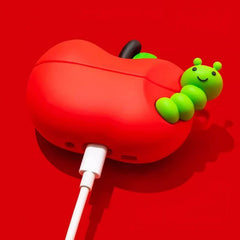 3″ Red Silicone AirPods Case - Apple Theme with Cartoon Pendant