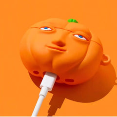 4" Cute Pumpkin Theme Orange Silicone AirPods Case