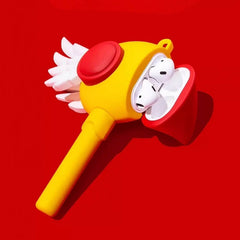 5.8" Cute Yellow Silicone AirPods Case - Clow Card Wand Inspired