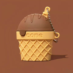 5″ Brown Silicone AirPods Case - Funny Chocolate Cone Ice Cream Theme