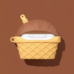 5″ Brown Silicone AirPods Case - Funny Chocolate Cone Ice Cream Theme