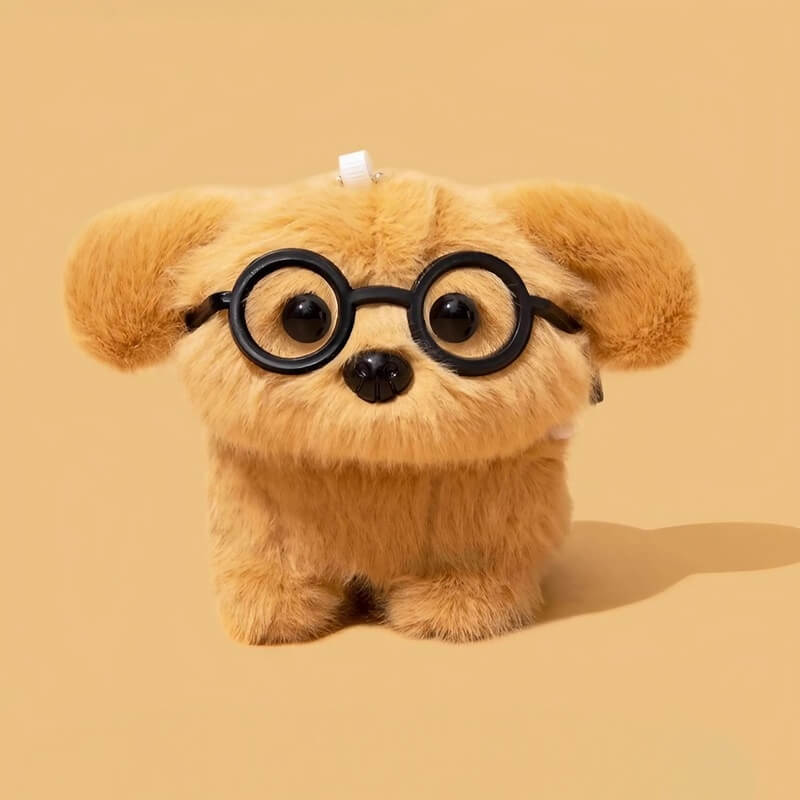 5″ Cute Funny Glasses Dog Brown Plush AirPods Case