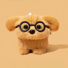 5″ Cute Funny Glasses Dog Brown Plush AirPods Case