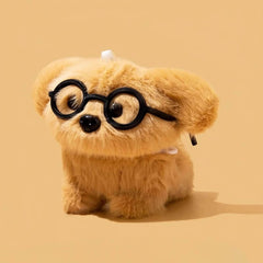 5″ Cute Funny Glasses Dog Brown Plush AirPods Case