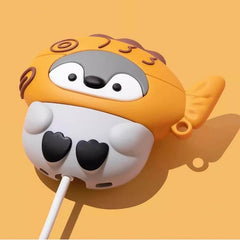 5″ Cute Funny Penguin Theme Gray Silicone AirPods Case