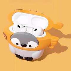 5″ Cute Funny Penguin Theme Gray Silicone AirPods Case