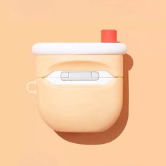 5" Cute & Funny Bubble Tea Themed AirPods Case - Off-White Silicone
