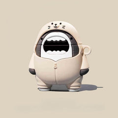 5″ Funny Shark Themed Off-White Silicone AirPods Case