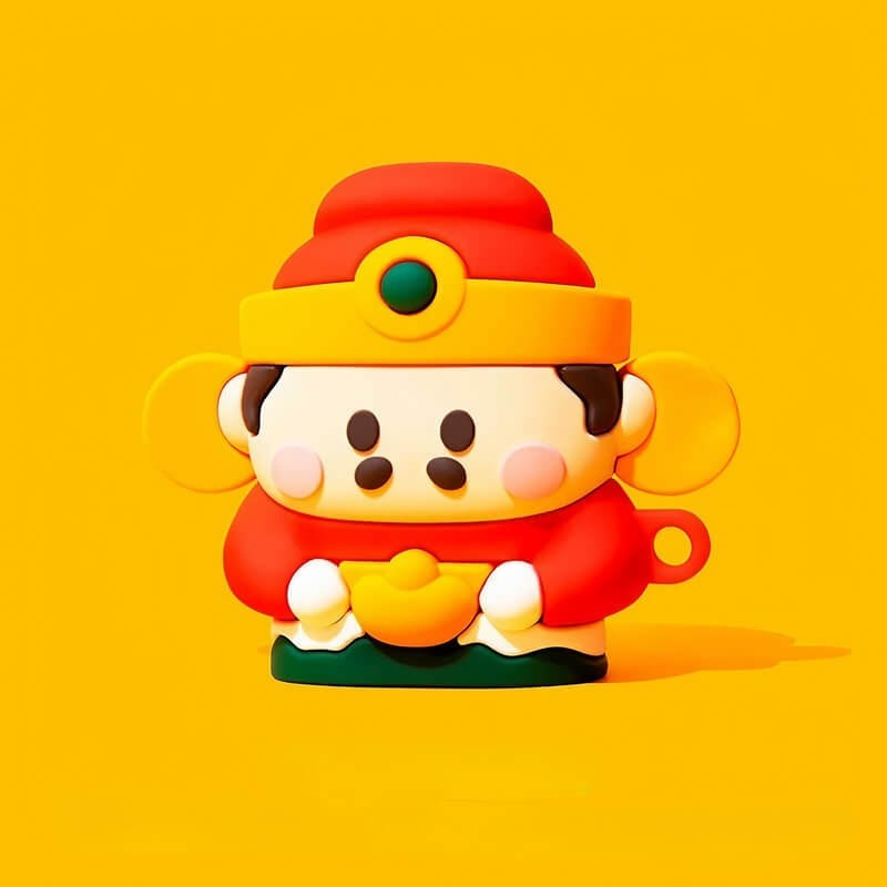 5″ Red Silicone AirPods Case - God of Wealth Theme