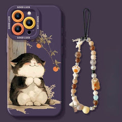 5″ White Silicone iPhone 16 Pro Max Case - Cute Cat Pattern, Pet-Friendly Design