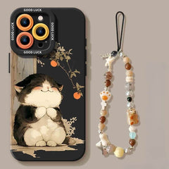 5″ White Silicone iPhone 16 Pro Max Case - Cute Cat Pattern, Pet-Friendly Design