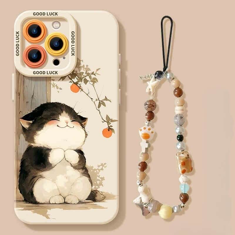 5″ White Silicone iPhone 16 Pro Max Case - Cute Cat Pattern, Pet-Friendly Design
