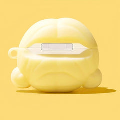 5" Yellow Silicone AirPods Case - Girl with Star-Shaped Glasses Design