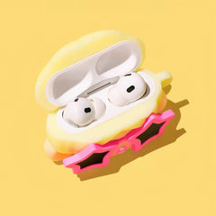 5" Yellow Silicone AirPods Case - Girl with Star-Shaped Glasses Design