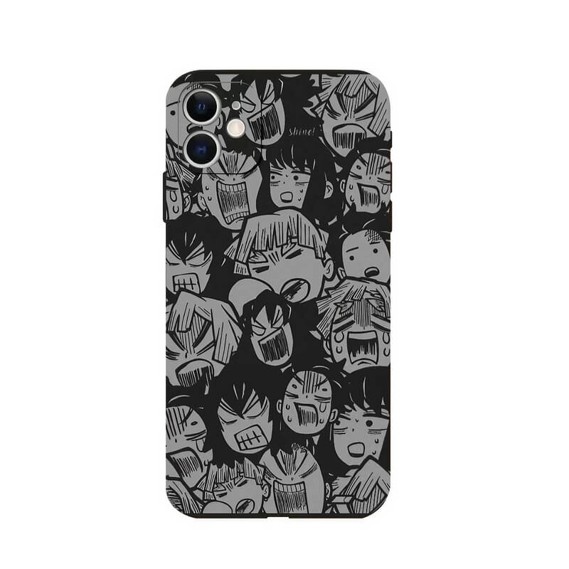 6.7″ Black Silicone iPhone 16 Pro Max Case - Demon Slayer Anime Design