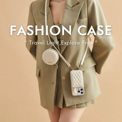 6.7″ PU Leather Sling Wallet Case for iPhone 16 Pro Max - Off-White