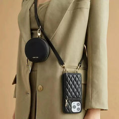 6.7″ PU Leather Sling Wallet Case for iPhone 16 Pro Max - Off-White