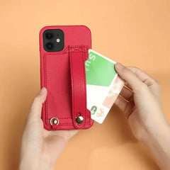 6.7″ iPhone 14 Pro Max Leather Case with Phone Grip and Wallet Dark Blue