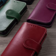 6.7″ iPhone 16 Pro Max 15 14 13 Leather Wallet Flip Case Red