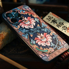 6.7″ iPhone 16 Pro Max Art TPU Case - Textured Twining Lotus Design