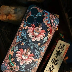 6.7″ iPhone 16 Pro Max Art TPU Case - Textured Twining Lotus Design