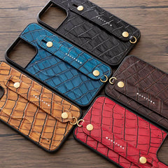 6.7″ iPhone 16 Pro Max Leather Wallet Case with Phone Grip Black