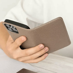 6.7″ iPhone 16 Pro Max Leather Wallet Flip Case White