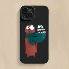 6.7″ iPhone 16 Pro Max Silicone Case - White Claymation Pattern