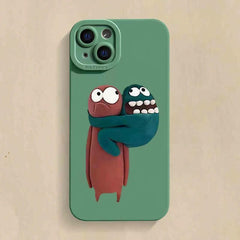 6.7″ iPhone 16 Pro Max Silicone Case - White Claymation Pattern