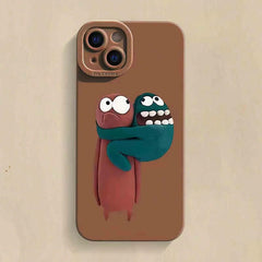 6.7″ iPhone 16 Pro Max Silicone Case - White Claymation Pattern