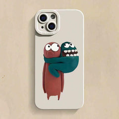 6.7″ iPhone 16 Pro Max Silicone Case - White Claymation Pattern