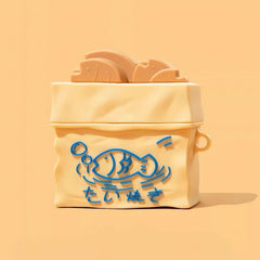 6″ Copper Fish Bake Themed Silicone AirPods Case - Off-White, Cute and Funny