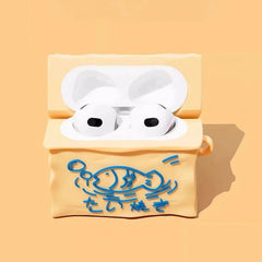6″ Copper Fish Bake Themed Silicone AirPods Case - Off-White, Cute and Funny