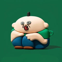 6″ Green Silicone AirPods Case - Cute Funny Knee-Hugging Guy Theme